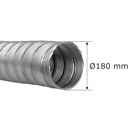 Canna fumaria flessibile - doppia parete ø 180 mm - tubo flessibile in acciaio inox