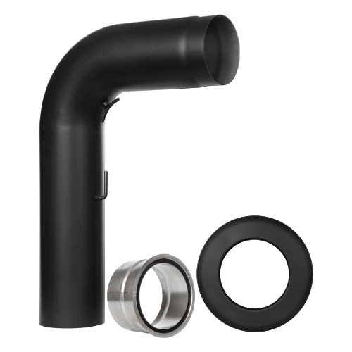 Tubi per stufe a legna - Tubo ad arco (500/700 mm) con ispezione, valvola a farfalla, rosetta e ingresso tubo canna fumaria - TEC-Ferro-Lux