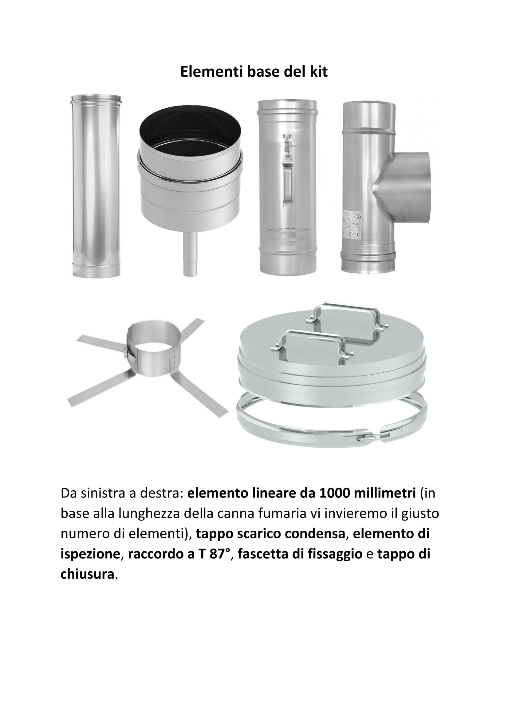 Canna fumaria interna - kit completo - canna fumaria inox - monoparete -  TEC-EW-Classic - ø 130 mm