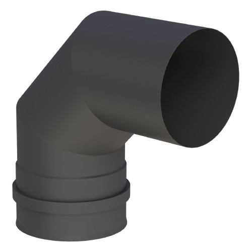 Tubi per stufe a pellet - Curva 90° con doppio manicotto - nero - Tecnovis-Pellet-Line
