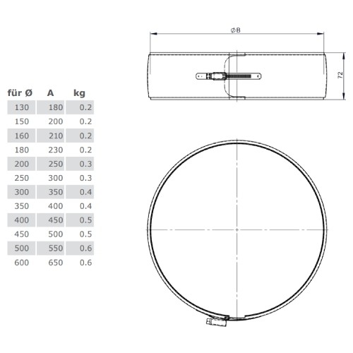 Anteprima: Canna Fumaria - Fascetta di bloccaggio - doppia parete - TEC-DW-Standard